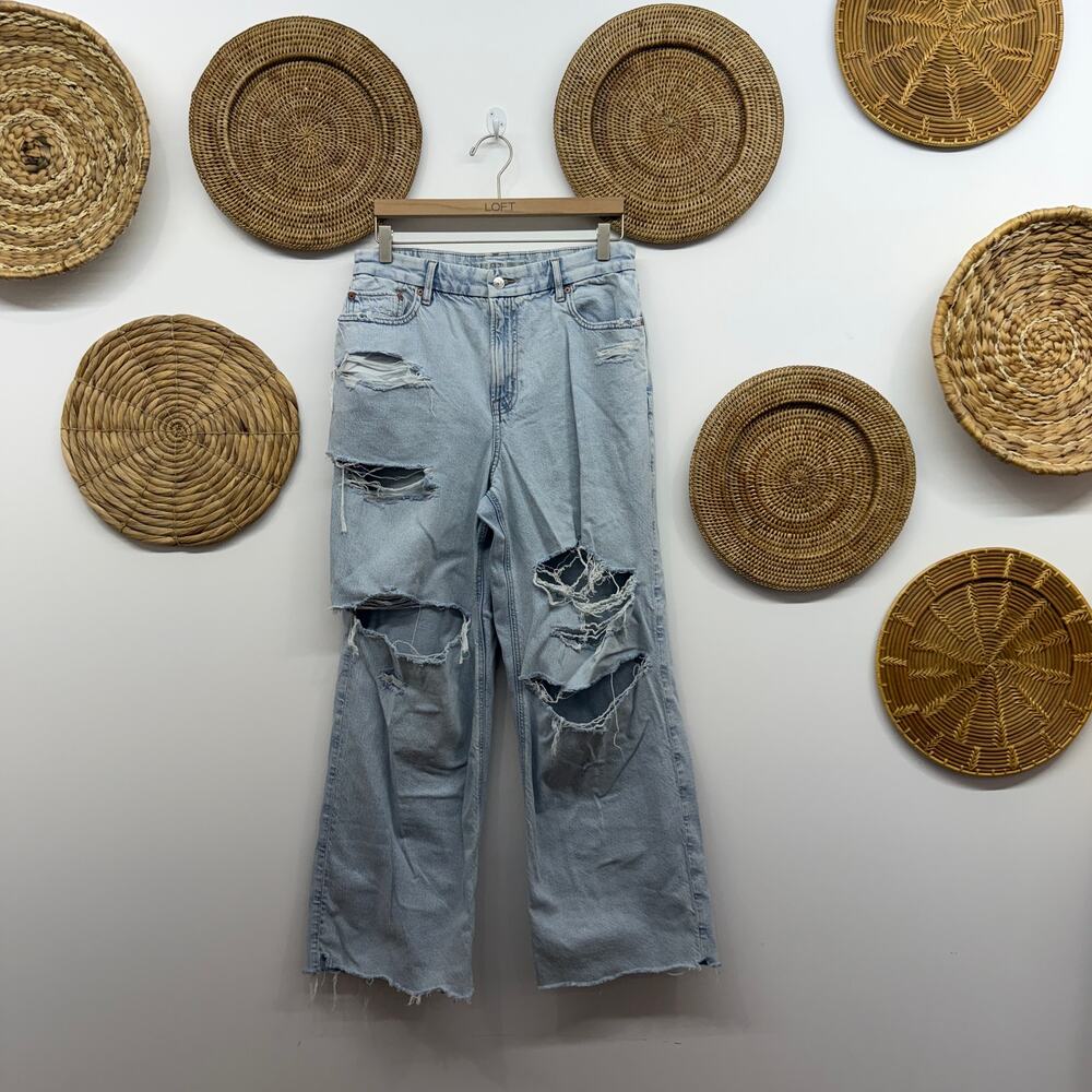 AE American Eagle Curvy Super High Rise Baggy Straight Leg Jeans 12 Y2K Style
